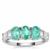 Siberian Emerald Ring with White Zircon in 9K White Gold 1.80cts