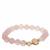 Rose Quartz and Freshwater Cultured Pearl Stretchable Bracelet in Gold Tone Sterling Silver