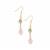 Rose Quartz, Green Strawberry Quartz Earrings with Kaori Cultured Pearl in Gold Tone Sterling Silver