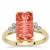 Red Topaz Ring with White Zircon in 9K Gold 5.15cts
