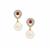 South Sea Cultured Pearl, Malagasy Ruby Earrings with White Zircon in 9K Gold (F) (10MM)