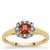 Asscher Cut Songea Red Sapphire Ring with White Zircon in 9K Gold 0.60ct
