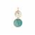 Kaori Cultured Pearl, Shell Pendant with Amazonite in Gold Tone Sterling Silver
