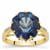 Lehrer Nine Pointed Star Arusha Blue Topaz Ring with Diamonds in 9K Gold 8.55cts