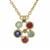Blue Green Tourmaline Necklace with Multi Gemstone in Gold Plated Sterling Silver 0.70cts