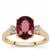 Malawi Garnet Ring with White Zircon in 9K Gold 3.25cts