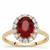 Bemainty Ruby Ring with White Zircon in 9K Gold 3.65cts