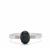 Ethiopian Black Opal Ring with White Zircon in Sterling Silver 0.75ct
