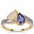 'Toi et Moi' AAA Tanzanite, Ethiopian Opal Ring with White Zircon in 9K Gold 1.50cts