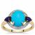 Sleeping Beauty Turquoise, Sar-i-Sang Lapis Lazuli Ring with White Zircon in 9K Gold 2.60cts