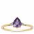 Purple Sapphire Ring with White Zircon in 9K Gold 0.70cts