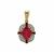 Malagasy Ruby Pendant with White Zircon in Gold Plated Sterling Silver 2cts 