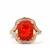 Mexican Fire Opal Ring with Diamond in 18k Gold 4.74cts 