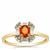 Padparadscha Sapphire Ring with White Zircon in 9K Gold 0.70ct