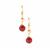 Strawberry Quartz Earrings with Kaori Freshwater Cultured Pearl in Gold Tone Sterling Silver