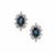 Diego Suarez Blue Sapphire Earrings With White Zircon in 9K Gold 1.50cts