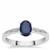 Kanchanaburi Sapphire Ring with White Zircon in Sterling Silver 1cts