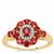Burmese Red Spinel Ring with White Zircon in 9K Gold 1ct