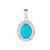 Natural Turquoise Pendant with White Topaz in Sterling Silver 2.20cts
