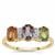Multi-Colour Sapphire Ring with White Zircon in 9K Gold 1.95cts