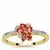 Burmese Padparadscha Color Spinel Ring with White Zircon in 9K Gold 0.60cts