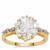 Lehrer Seven Star Cut Optic Quartz Ring with Diamond in 9K Gold 3.15cts