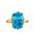  Swiss Blue Topaz Ring with White Zircon in 9K Gold 7.90cts