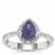 Rose Cut Bharat Blue Sapphire Ring with White Zircon in Sterling Silver 1.65cts