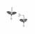 1/2ct Black, White Diamond Sterling Silver Bat Earrings 