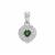Chrome Tourmaline Pendant with White Zircon in Sterling Silver 0.60ct