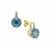 Lehrer Nine Pointed Star Rio Aqua Topaz Earrings with White Zircon in 9K Gold 10cts