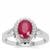 Kenyan Ruby Ring with White Zircon in Sterling Silver 1.85cts