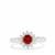 Red Topaz Ring with White Topaz in Sterling Silver 0.85ct