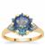 Wobito Snowflake Cut Bluebird Topaz Ring with White Zircon in 9K Gold 6.05cts