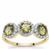 Congo Green Tourmaline Ring with White Zircon in 9K Gold 1.50cts