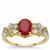 Burmese Ruby, Aquaiba™ Beryl Ring with White Zircon in 9K Gold 2.15cts