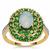Crystal Opal on Ironstone, Tsavorite Garnet Ring with White Zircon in 9K Gold