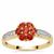 Burmese Jedi Red Spinel Ring with White Zircon in 9K Gold 0.75ct