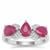 Kenyan Ruby Ring with White Zircon in Sterling Silver 2.70cts