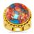 Multi-Color Oyster Copper Mojave Turquoise  Ring in Gold Plated Sterling Silver 13.60cts