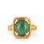 Type A Oil Green Jadeite Ring with White Zircon in Gold  Tone Sterling Silver 5.13cts