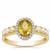 Ambilobe Sphene, Akoya Cultured Pearl Ring with White Zircon in 9K Gold (2 MM)