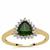 Chrome Diopside Ring with White Zircon in 9K Gold 1.25cts