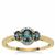 Australian Teal Sapphire Ring with White Zircon in 9K Gold 0.85cts