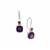 Tanzanian Amethyst Earrings with Pink Tourmaline in Sterling Silver 4.35cts