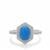 Ceruleite Ring with White Zircon in Sterling Silver 1.85cts