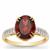 Nampula Garnet Ring with White Zircon in 9K Gold 4.40cts