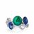  Lapis Lazuli,  Malachite Ring with White Topaz in Sterling Silver 6.50cts