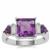 African Amethyst Ring with White Zircon in Sterling Silver 3.30cts