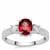 Malawi Garnet Ring with White Zircon in Sterling Silver 1.60cts